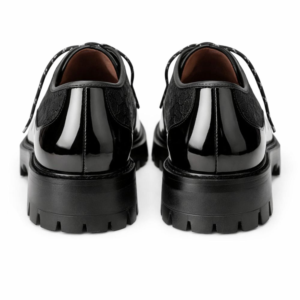Mens Glossy Lace Up Casual Chunky Sole Shoe